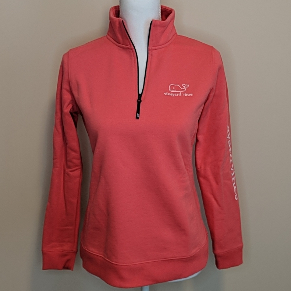 Vineyard Vines Zip Shep Pullover Coral XS NWOT